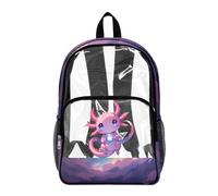 Dolyues Zaino trasparente per ragazze, per scuola, stadio, eventi, borse per libri elementari, resistenti, per bambini, Galassia Axolotl, Zaino daypack