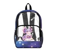 Dolyues Zaino trasparente per ragazze, per scuola, stadio, eventi, borse per libri elementari, resistenti, per bambini, Axolotl Libro Starry, Zaino daypack