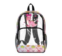 Dolyues Zaino trasparente resistente e trasparente per ragazze, eventi allo stadio, per il ritorno a scuola, Dinosauro rosa., Zaino daypack