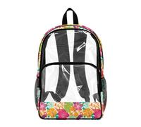Dolyues Zaino trasparente resistente e trasparente per ragazze, eventi allo stadio, per il ritorno a scuola, Fiore colorato., Zaino daypack