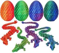 DOLYUU Uovo di drago stampato 3D, set di 4 uova di drago a sorpresa 3D, 8,5 cm, con drago 22 cm, giocattolo misterioso, drago mobile, per sorpresa, uova di drago pasquali, decorazione per la casa