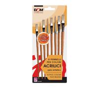 DOM 11649 Set 8 Pennelli per Acrilico, Colori Assortiti