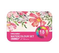 DOM - 13060-3 - Acquerelli demi-godet - con pennello brush - in scatola di metallo - colori floreali assortiti - DOM - astuccio 18 colori - 100711 - Conf. da 1 Pz. - 13060-3