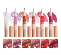 Domality 6 Colori Diamante Glitter Lip Gloss Set, 6 Pezzi ad alta lucentezza Shimmer Lip Glaze con Pennello Morbido, Lunga Durata Idratante Rossetto Liquido, Plumping Idratante Trucco Labbra Shinny