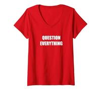 Domanda Tutto Maglietta con Collo a V, Donna, Rosso, XL
