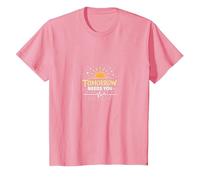 Domani ha Bisogno di Te: Inspirational Sunrise Hope Maglietta, Bambini, Rosa, 12 Anni