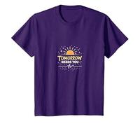 Domani ha Bisogno di Te: Inspirational Sunrise Hope Maglietta, Bambini, Viola, 3 Anni