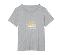 Domani ha Bisogno di Te: Inspirational Sunrise Hope Maglietta, Donna Plus-Size, Grigio Melange, 1X