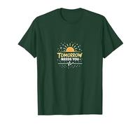 Domani ha Bisogno di Te: Inspirational Sunrise Hope Maglietta, Uomo, Verde Foresta, L