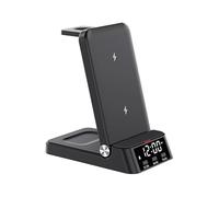 Domary 4 in 1 Stand di Ricarica Orologio Magnetico Stazione Wireless Caricatore Veloce Pieno di Telefono Pieghevole Office Travel (A)