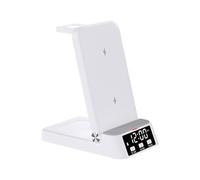Domary 4 in 1 Stand di Ricarica Orologio Magnetico Stazione Wireless Caricatore Veloce Pieno di Telefono Pieghevole Office Travel (A)