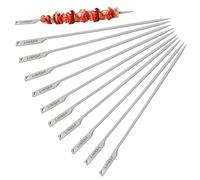 Domary 5 Spiedini per Barbecue Ti da 10 Pollici, Design Piatto Che Impedisce la Rotazione del Cibo, Accessori Leggeri per Grigliate, con Filo Riporli Facilmente, Il Campeg (Titanio)