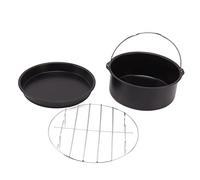 Domary Accessori per Friggitrice, Teglia per Pizza in Acciaio Inox, | Friggitrice Universale da 3 Litri, Lavabile in Lavastoviglie, Termica, per Cuocere Torte, Pane, Pizza