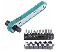 Domary Cacciavite per Chiave da 1/4" con Impugnatura a Cricchetto Intercambiabile e Prese Ideali per Costruttori Metalmeccanici Acciaio 45#