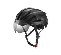 Domary Casco da Bici con Occhiali Magnetici, 24 Fori di Ventilazione, Leggero, Regolabile, per Uomo e Donna, Taglia Grande, Casco da Equitazione, Costruzione in Schiuma EPS. (Nera)