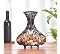 Domary Contenitore in Sughero per Vino Elegante Supporto in Ferro Dal Design Cucurbita per Uso Domestico e Bar Alto 9,3 Pollici