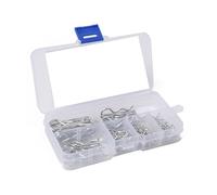 Domary Coppiglie 100 Pezzi Clip a R Clip per Perno di Attacco Kit Assortimento 6 Dimensioni Perno a R in Acciaio al Carbonio con Prevenzione della Ruggine Zincata per la Manutenzione di