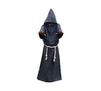 Domary Costume da Prete per Uomo e Donna, Veste Lunga con Collana a Croce e Cintura in Vita per Giochi di Ruolo sul Palco di Cosplay Feste Halloween (Grigio)