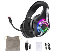 Domary Cuffie da Gioco Wireless Over-Ear da 2,4 GHz con Illuminazione RGB | Surround 7.1, Microfono con Cancellazione del Rumore, ENC per Chat Chiara, Batteria da 40 Ore, Ricarica di Tipo C, Driver