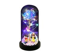 Domary Cupola in Acrilico Illuminata Rosa con Fiore Eterno Regalo per Le | Bellezza , Luci a Stringa LED Alimentate a Batteria, Base in ABS, Altezza 8,5 Pollici, Decorazione Romantica per San o