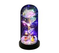 Domary Cupola in Acrilico Illuminata Rosa con Fiore Eterno Regalo per Le | Bellezza , Luci a Stringa LED Alimentate a Batteria, Base in ABS, Altezza 8,5 Pollici, Decorazione Romantica per San o