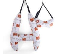 Domary Cuscino per Dormire per Auto a Forma di H Bambini Cuscino Collo da Viaggio con Supporto la Testa con Morbido Tessuto di Cotone Traspirante Design Simpatico (Orso Bianco)