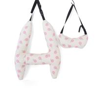 Domary Cuscino per Dormire per Auto a Forma di H Bambini Cuscino Collo da Viaggio con Supporto la Testa con Morbido Tessuto di Cotone Traspirante Design Simpatico (Gelato Rosso Chiaro)