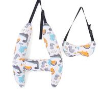Domary Cuscino per Dormire per Auto a Forma di H Bambini Cuscino Collo da Viaggio con Supporto la Testa con Morbido Tessuto di Cotone Traspirante Design Simpatico (Dinosauro Bianco)