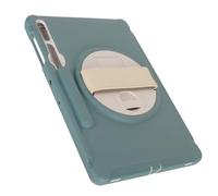 Domary Custodia per Tablet per Tab S9+ S7+ S8+ S7FE, Resistente Protezione | Guscio Rigido per PC Antiurto, Cavalletto Girevole a 360°, Cinghia da Polso Regolabile, Ritagli Precisi per Tutte le Porte