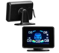 Domary di Sensori di Parcheggio per Auto Radar Retromarcia Anteriore e Posteriore con 8 Sensori Display LCD Rilevamento della Distanza Suono Avviso Cicalino Volumi Muti Regolabili (Bianco)