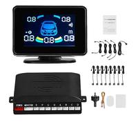 Domary di Sensori di Parcheggio per Auto Radar Retromarcia Anteriore e Posteriore con 8 Sensori Display LCD Rilevamento della Distanza Suono Avviso Cicalino Volumi Muti Regolabili (Grigio)