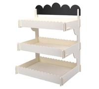 Domary Espositore per Biscotti in Legno con Ripiani a più Livelli per | Struttura in Compensato, Design a 3 Livelli per Cupcake, Facile Assemblaggio per Stand del Mercato, Insegna a Lavagna per