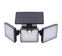Domary Faretto Solare da Esterno 3 Teste 50000H LED IP65 Luce di Sicurezza con Sensore di Movimento con Controllo Automatico dal Crepuscolo All'alba e luminosità per Giardino