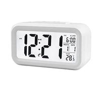 Domary Grande Sveglia Digitale LCD con Data, Temperatura e Snooze, (Bianca)