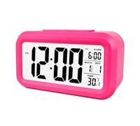 Domary Grande Sveglia Digitale LCD con Data, Temperatura e Snooze, (Rosa