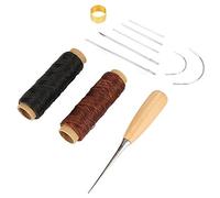 Domary Kit da Cucito con Filo Cerato e Punteruolo per Riparazione Scarpe | Set da Cucito da 11 Pezzi, Include Aghi Curvi, Anello per Ditale, Cordone Cerato da 50 M, per Borsa Fai da Te e Riparazione