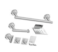 Domary Kit di Accessori Hardware per Il Bagno da 7 Pezzi, Set | Antiruggine, Montabile a Parete, Include Portasciugamani, Portasapone, Ganci, Porta Fazzoletti