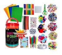 Domary Kit di Forniture per Arti e Mestieri, Set di attività Fai-da-Te da | Include Piume, Pon Pon, Lettere EVA, Perline, Paillettes, Forbici di Sicurezza, Ideali per L'aula, la Scuola Materna, i