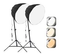 Domary Kit di Illuminazione Fotografica Professionale Lampadina a Risparmio Energetico da 85 W Telecomando Luminosità Regolabile in 3 Colori Softbox a 12 Lati da 60 Cm Treppiede 2,1 M (Spina europea)