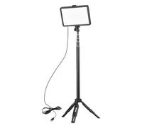 Domary Kit Luce Video LED Professionale Dimmerabile Alimentato Tramite USB, Temperatura Bicolore 3200K 5600K con Treppiede Estensibile e Filtri Colorati per Streaming Live,