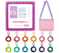Domary Kit per Tessitura Sottobicchieri per Bambini, 288 Elastici 12 Colori Set Telaio Artigianale Creativo Lo Sviluppo delle capacità Motorie Fini, con Borsa Portatile, Bambini (Viola)
