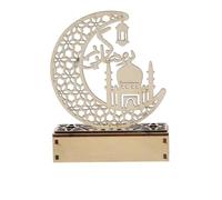 Domary Lampada da Tavolo Eid Ramadan in Legno con Intagli di Architettura | per Decorazioni per Festival Musulmani, LED Caldi (batterie Non incluse), Design Traforato, Durevole Artigianato Fatto a