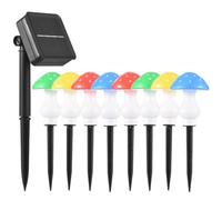 Domary Luci a Fungo Solare, Confezione da 8 Luci da Esterno a LED 8 LED con modalità per la Decorazione del Patio del Giardino (Bianco Caldo colorato)