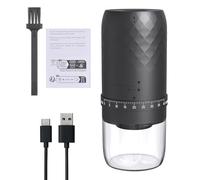 Domary Macinacaffè Portatile, 40 Impostazioni di Macinatura Macinacaffè Elettrico a Macina Conica in Ceramica a 5 Lame con Avvio con Un Pulsante e Arresto Automatico, Batteria RIC