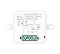 Domary Mini Smart Switch, Modulo relè per Controllo Bidirezionale con | Materiale ABS, CA 100-240 V, Protocollo 3.0, Telecomando Tramite App, Funziona con Home Assistant, Carico LED 300 W