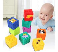 Domary Morbidi Mattoncini per Bambini, Set di Giocattoli da Spremere da 9 | Materiale Non PVC, Colori Vivaci per L'immaginazione del Bambino, Design Sonoro Comprimibile Adatto Alle Mani Piccole