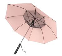 Domary Ombrello Portatile con Ventola USB Ricaricabile UPF50+ Ombrello da Sole e Pioggia da Viaggio Pieghevole con Ventola di Raffreddamento per attività Estive Calde all (Interni Rosa)