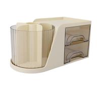 Domary Organizer da Tavolo con Portapenne Girevole e 2 Cassetti | Costruzione in Plastica Resistente, Superficie Antigraffio, Adatta per Forniture per Ufficio Come Penne, Forbici, Nastri,
