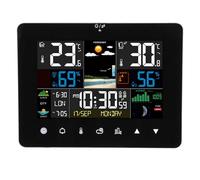 Domary Orologio Meteorologico Wireless con Touchscreen a Colori, Sensore | Igrometro Digitale, Sensore Remoto a 3 , Portata 433 MHz 60 M, Doppio Allarme, Calendario, Fasi Lunari, 7 Lingue,