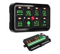 Domary Pannello Interruttori per Auto a 8 Gruppi, Controllo Touch LED | Alloggiamento in Plastica 12-24 V, Protezione da Sovratensione e Inversione di polarità, Adatto per ATV UTV Marine Boat SUV